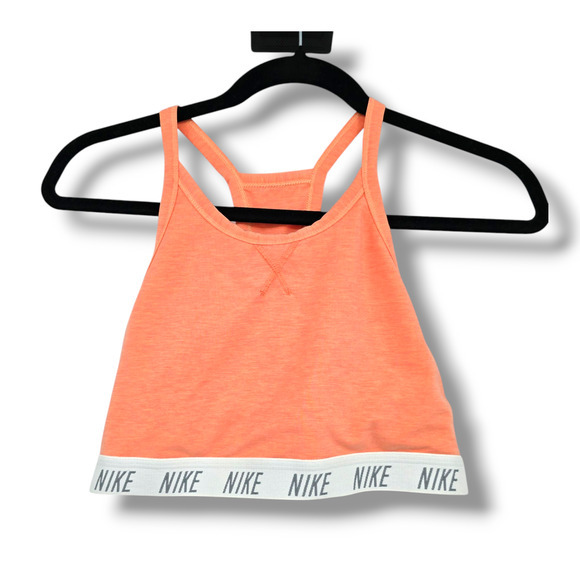 Nike‎ Women's Dri-Fit Swoosh Racerback Knit Sports Bra Orange Size Large - Picture 1 of 9